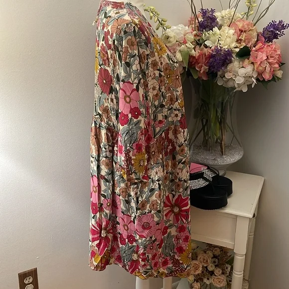 NATURAL LIFE Floral Midi Dress - Pink, Yellow, Green - Picture 5 of 7